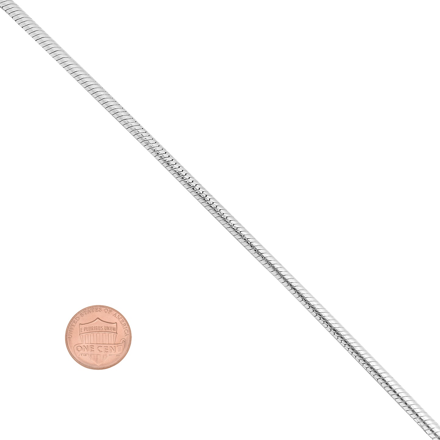 3mm Solid .925 Sterling Silver Round Snake Chain Necklace