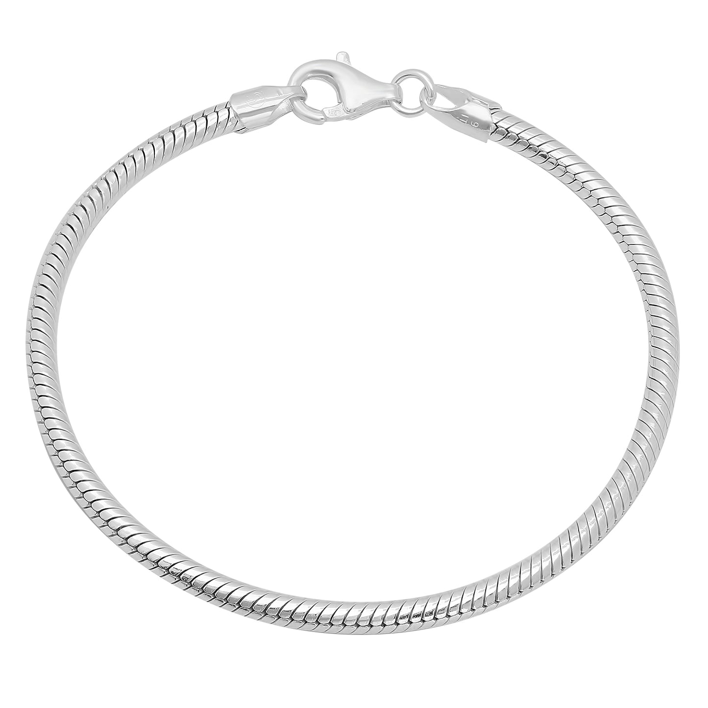 3mm Solid .925 Sterling Silver Round Snake Chain Necklace