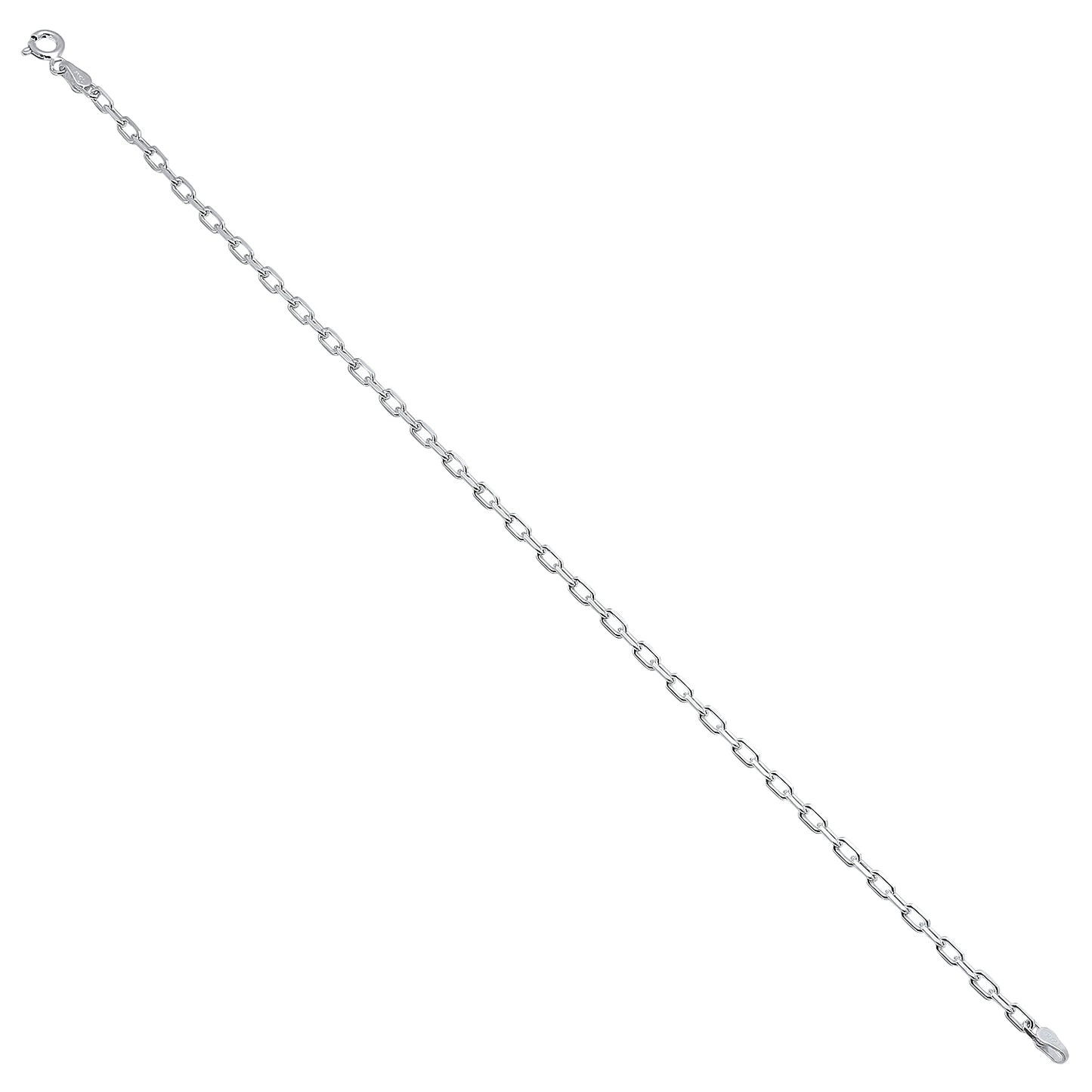 3mm Solid .925 Sterling Silver Oval Cable Draw Flat Cable Chain Bracelet (SKU: SS-RL80B)