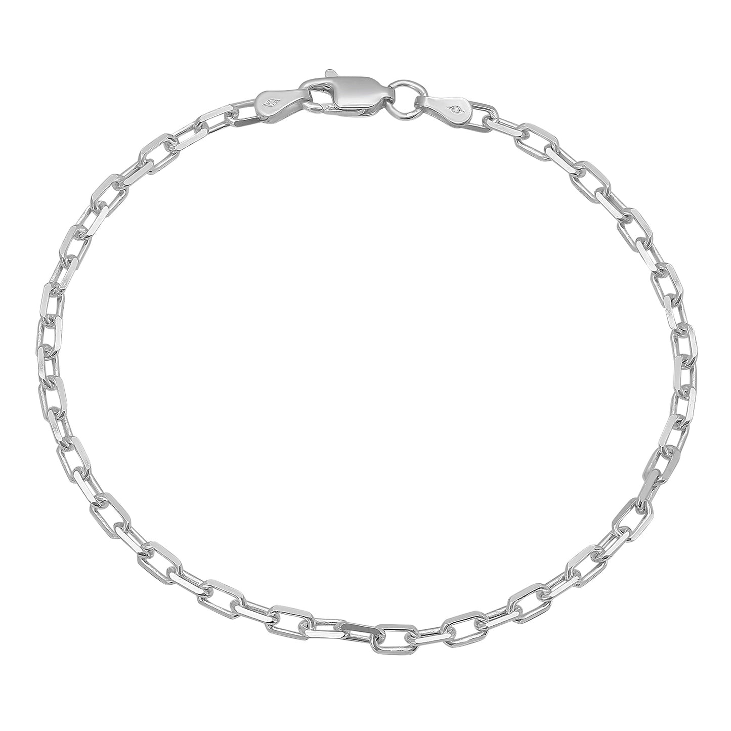 3mm Solid .925 Sterling Silver Oval Cable Draw Flat Cable Chain Necklace + Gift Box