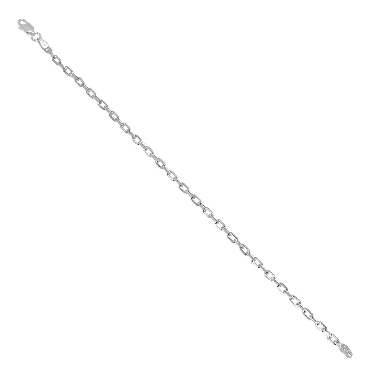 3mm Solid .925 Sterling Silver Oval Cable Draw Flat Cable Chain Necklace + Gift Box