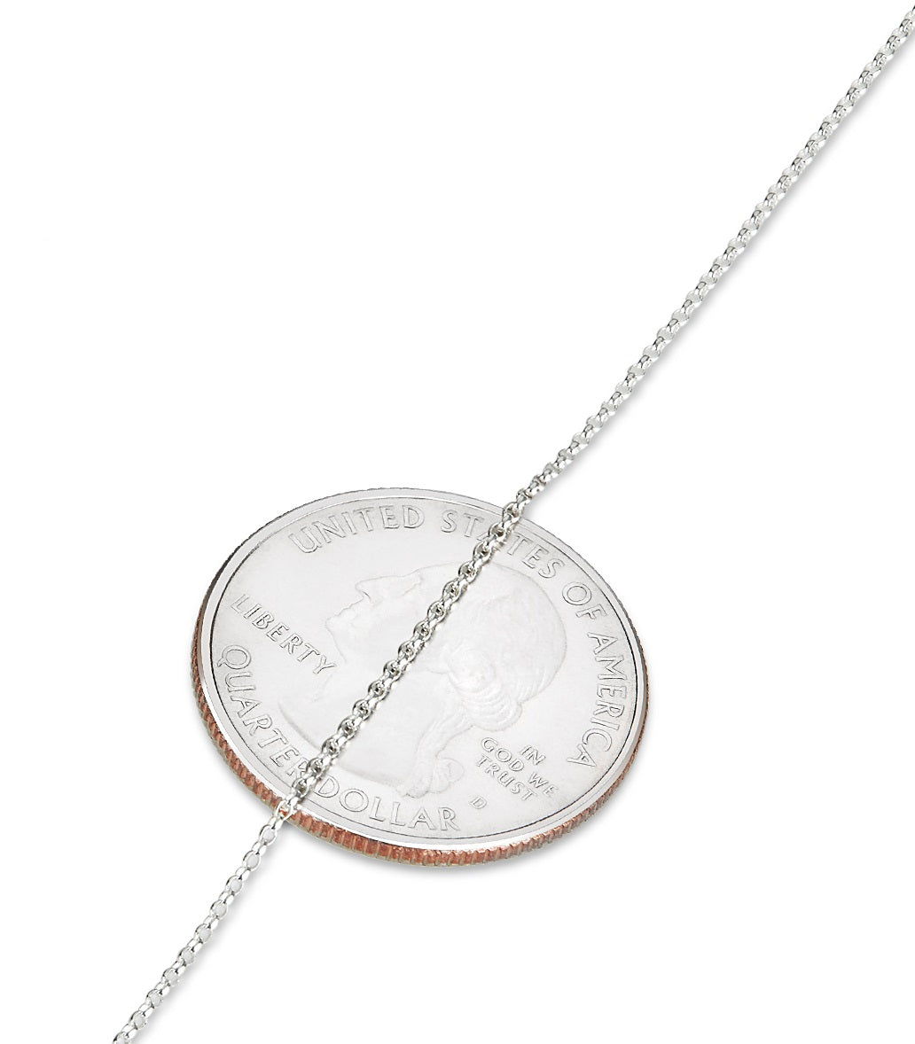 1mm Solid .925 Sterling Silver Round Rolo Chain Necklace + Gift Box