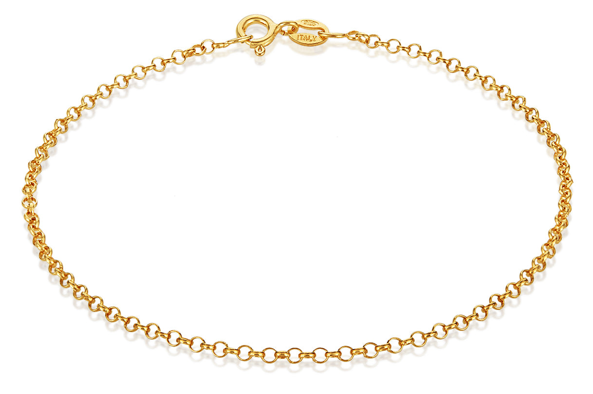 1.7mm 14k Yellow Gold Plated Silver Round Rolo Chain Necklace