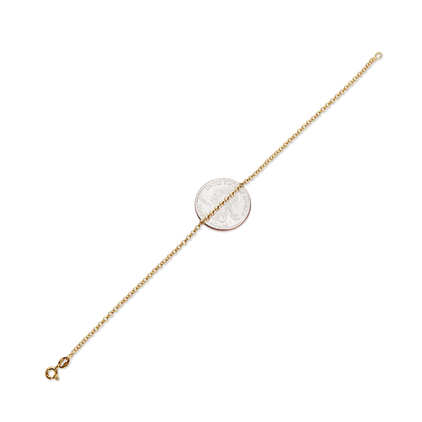 1.7mm 14k Yellow Gold Plated Silver Round Rolo Chain Necklace