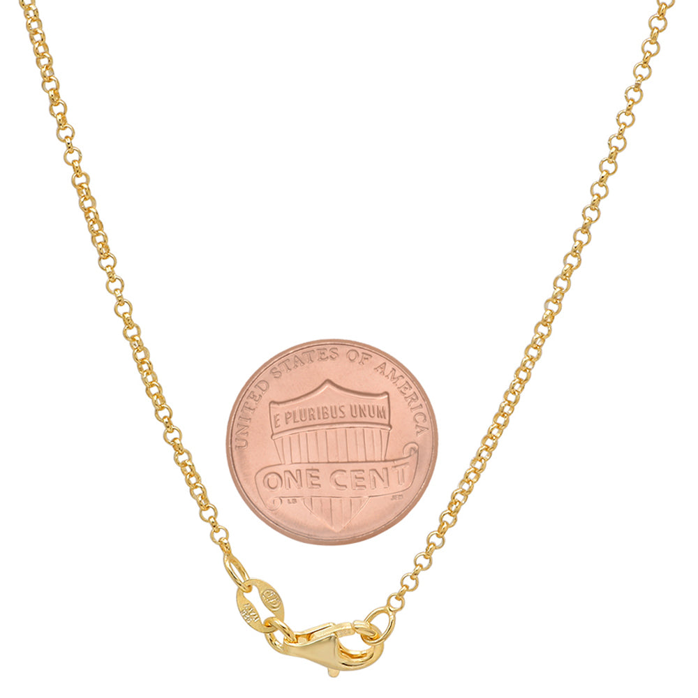 1.7mm 0.16 mils (4 microns) 14k Gold Plated .925 Sterling Silver Rolo Chain, 7'-30' + Jewelry Cloth & Pouch (SKU: SS-ROL1-GLDN)