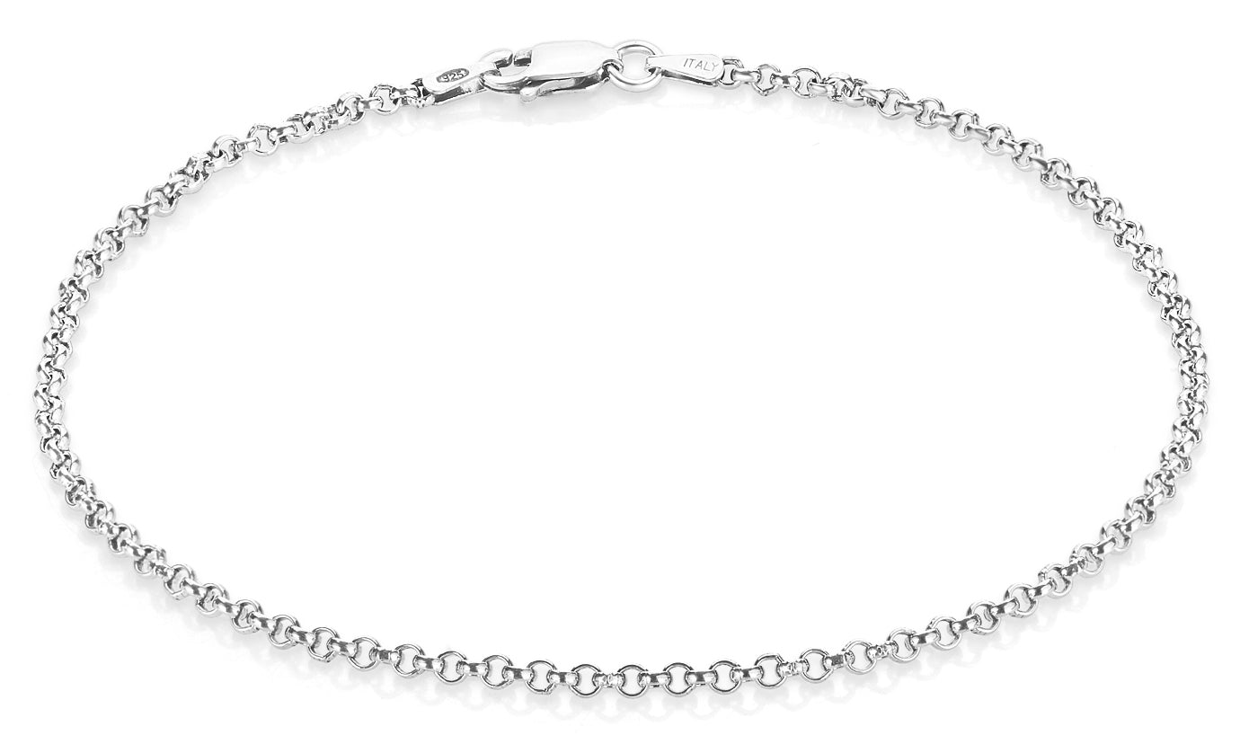 2.2mm Oxidized .925 Sterling Silver Silver Round Rolo Chain Necklace