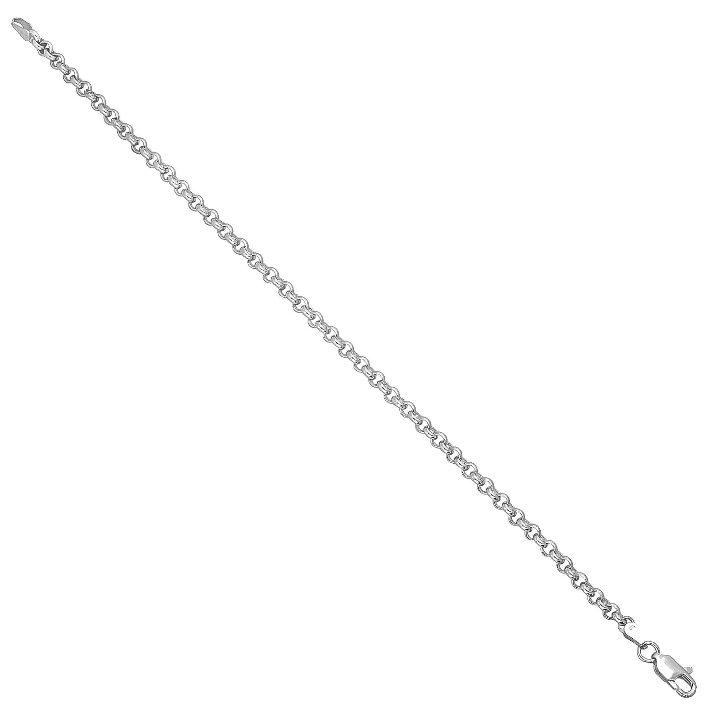 1mm-5mm Solid .925 Sterling Silver Round Rolo Chain Link Bracelet 7-9" Made in Italy