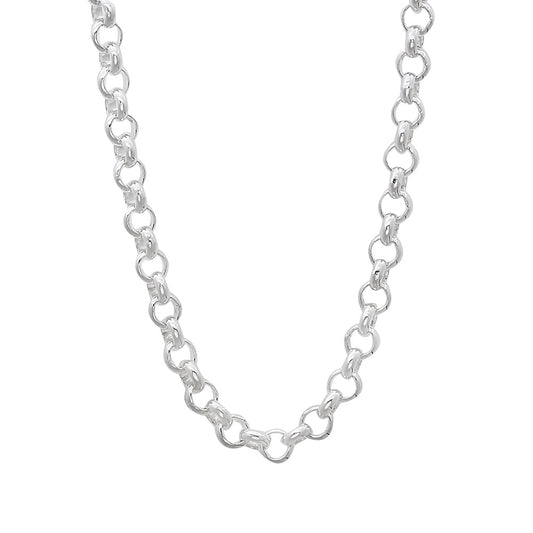 4mm Solid .925 Sterling Silver Round Rolo Chain Necklace + Gift Box