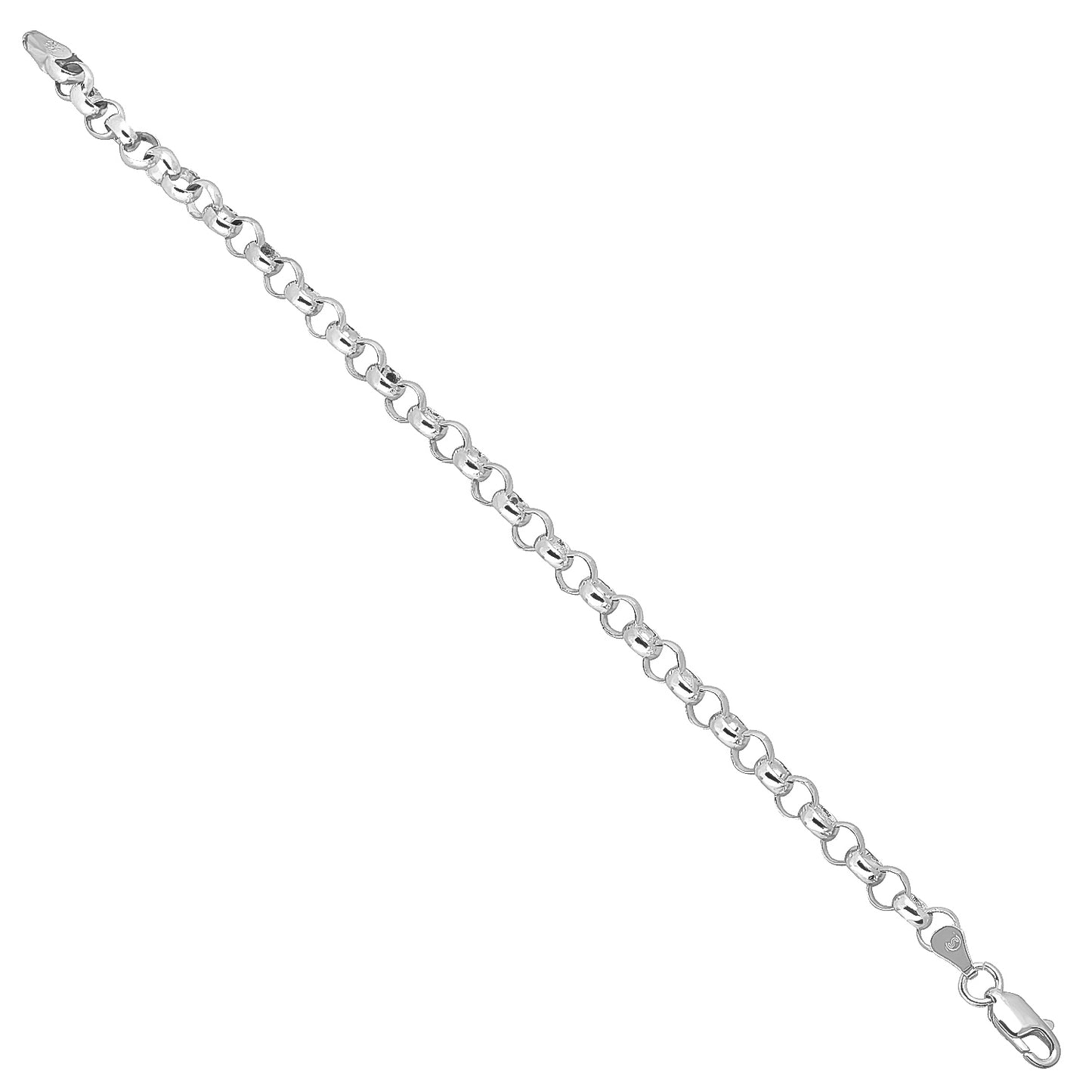 1mm-5mm Solid .925 Sterling Silver Round Rolo Chain Link Bracelet 7-9" Made in Italy