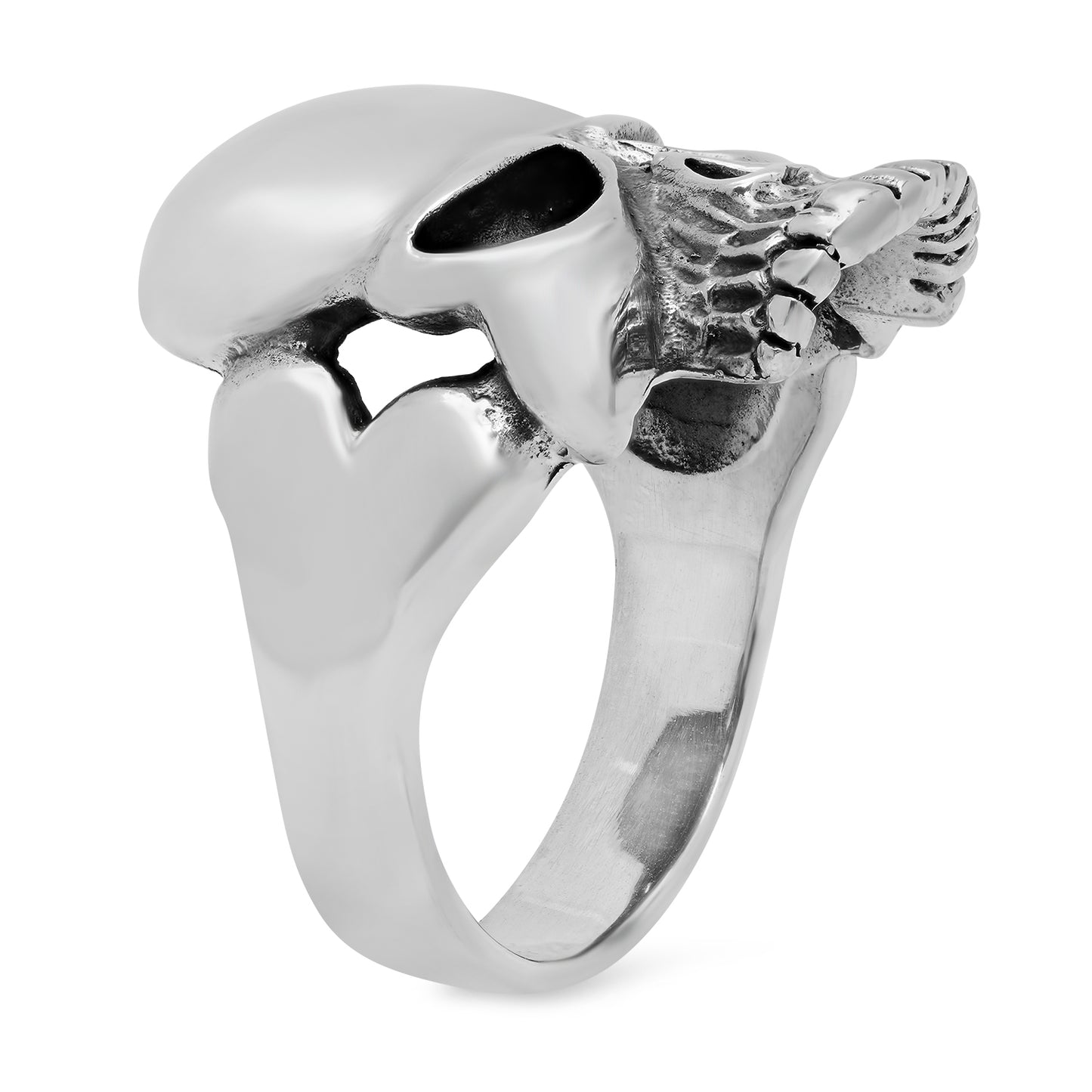 24.3mm Oxidized 925 Sterling Silver Jawless Stern Skull Ring