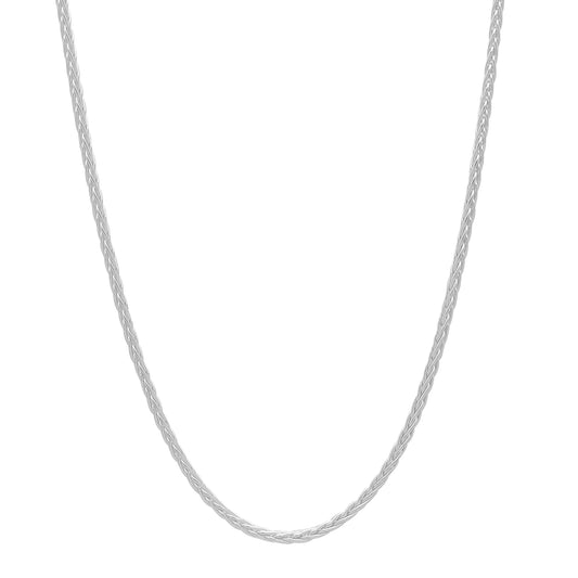 1.5mm Solid .925 Sterling Silver Braided Wheat Chain Necklace