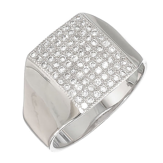 Solid .925 Sterling Silver Rhodium Plated Ring Iced Out with Real Micro Pave CZ Stones