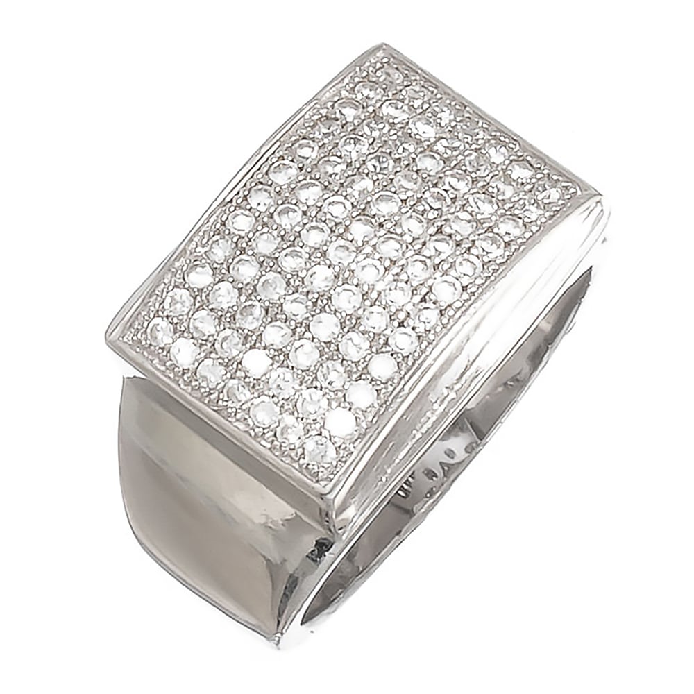 Solid .925 Sterling Silver Rhodium Plated Ring Iced Out with Real Micro Pave CZ Stones