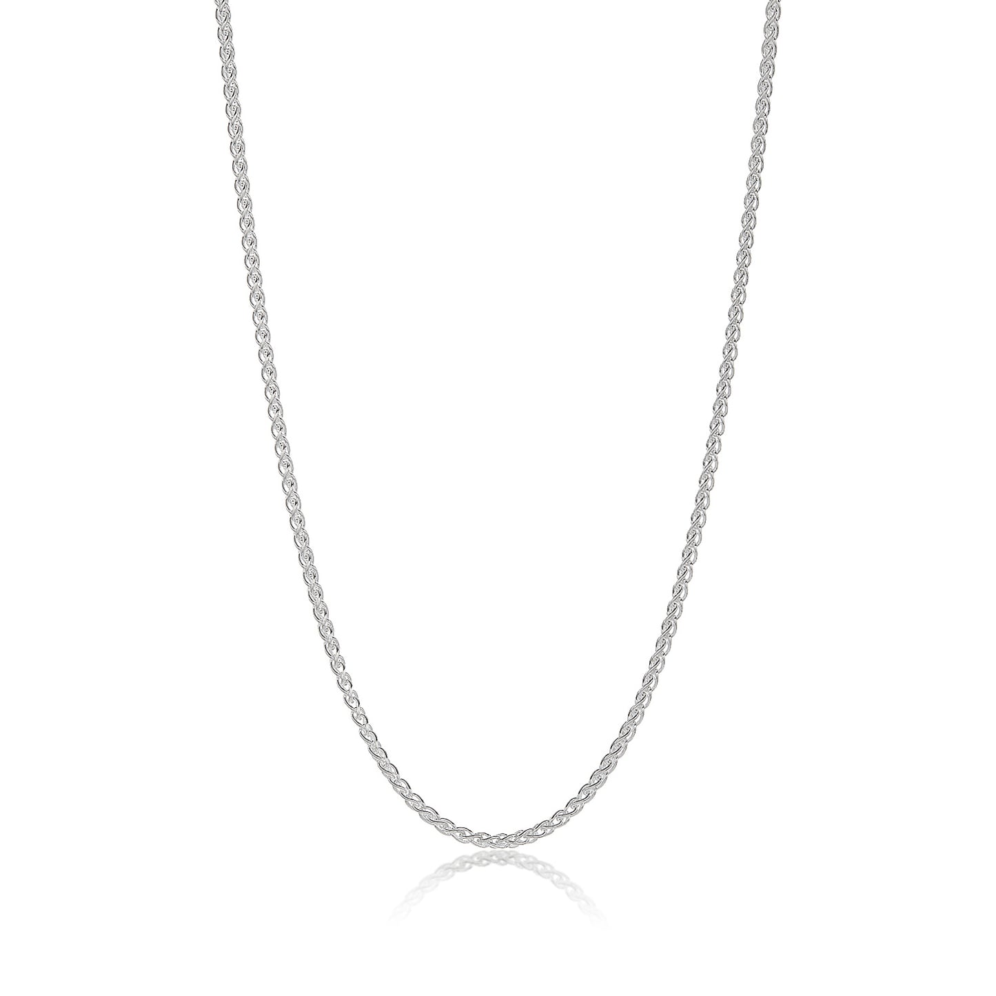 2.5mm Solid .925 Sterling Silver Braided Wheat Chain Necklace + Gift Box