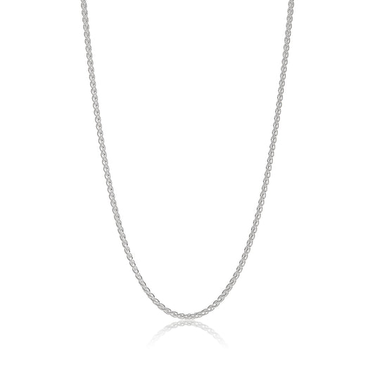 2.5mm Solid .925 Sterling Silver Braided Wheat Chain Necklace + Gift Box