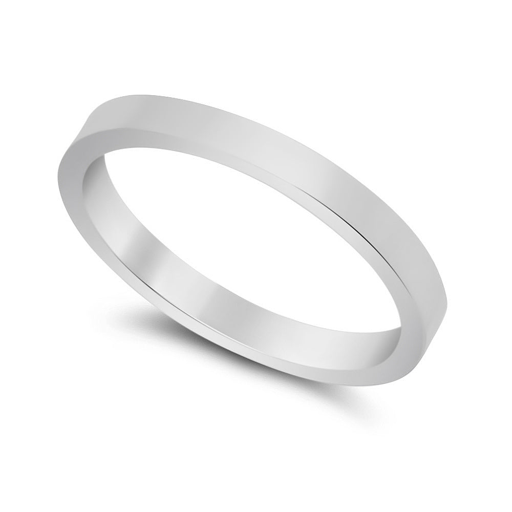 2mm 925 Sterling Silver Nickel-Free Flat Edged Wedding Band - Made in Italy