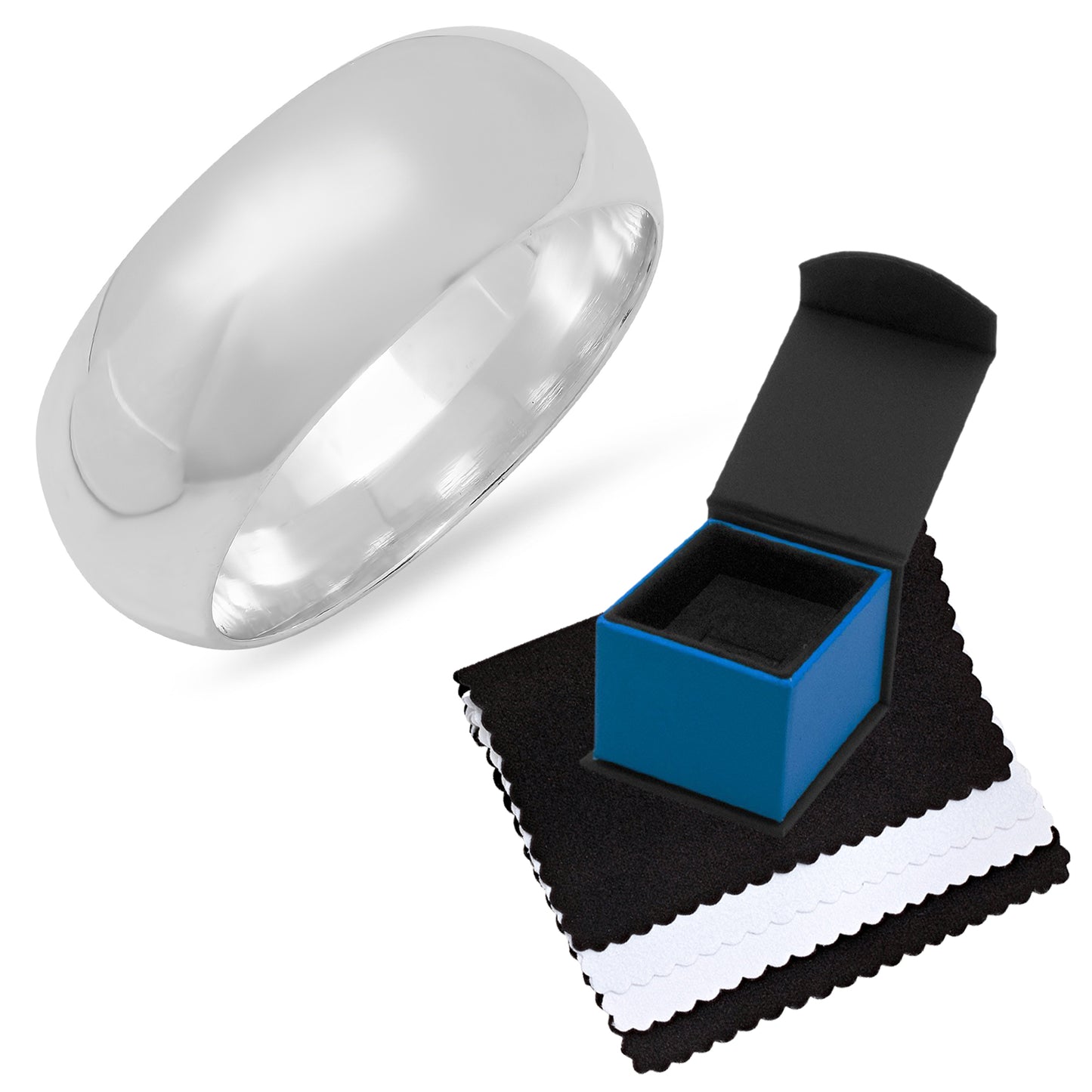 9mm Solid .925 Sterling Silver Domed Ring + Gift Box