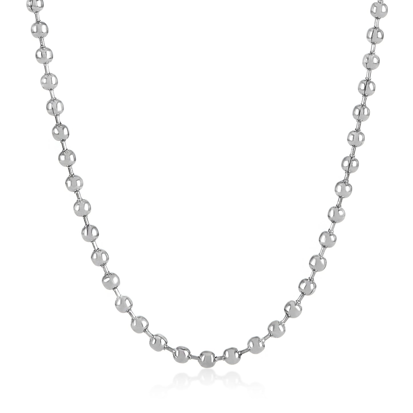 2.4mm High-Polished Stainless Steel Ball Military Necklace