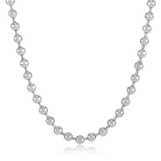 3mm High-Polished Stainless Steel Ball Military Necklace