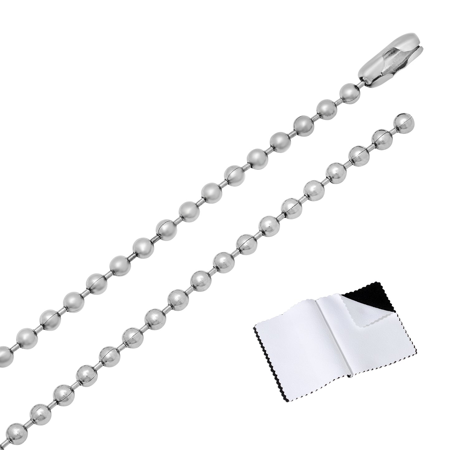 2mm-8mm High-Polished Stainless Steel Military Ball Chain Necklace 16-36" Made in USA