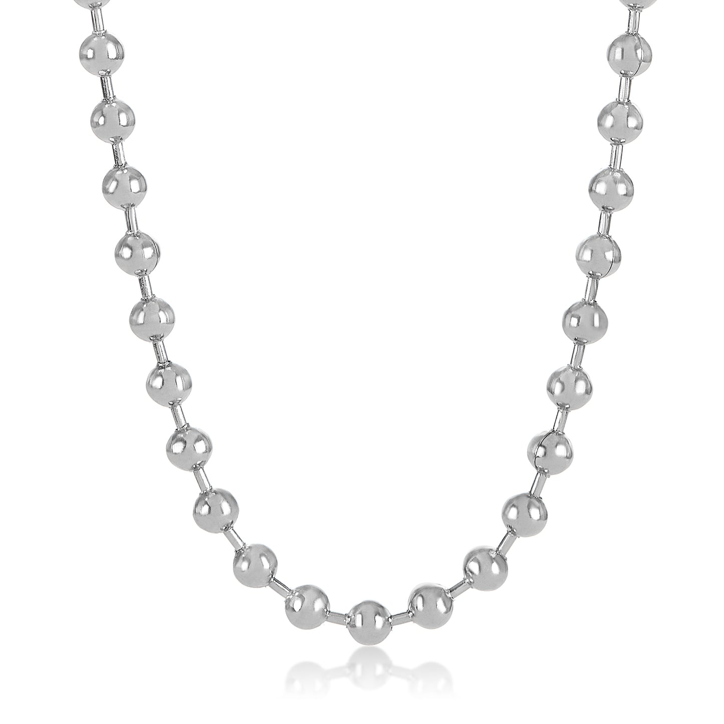 4mm High-Polished Stainless Steel Ball Military Necklace