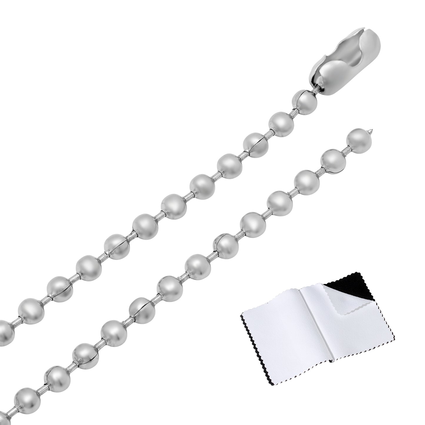 4mm High-Polished Stainless Steel Ball Military Necklace (SKU: ST-BAL400)