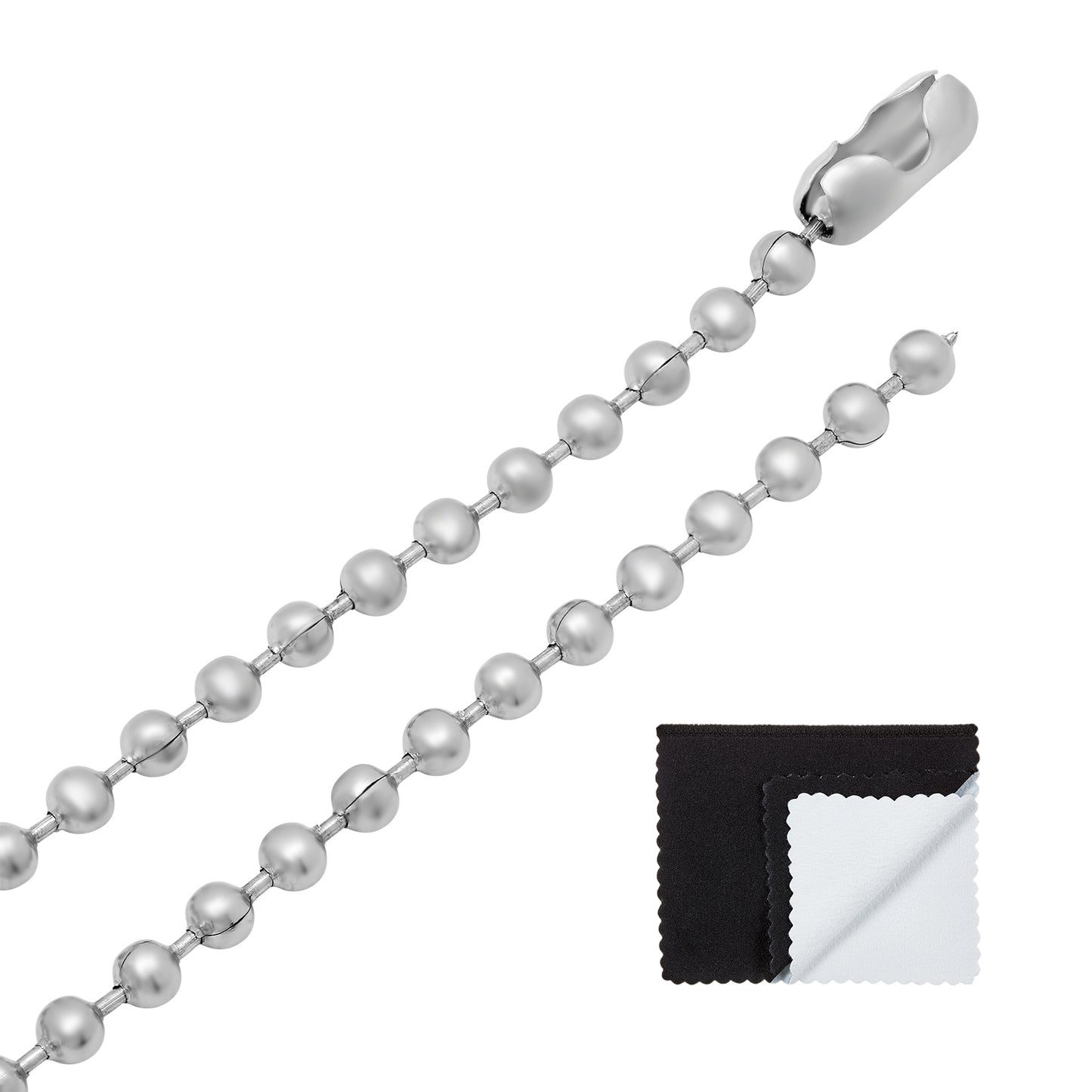 2mm-8mm High-Polished Stainless Steel Military Ball Chain Necklace 7-36" + Gift Box Made in USA