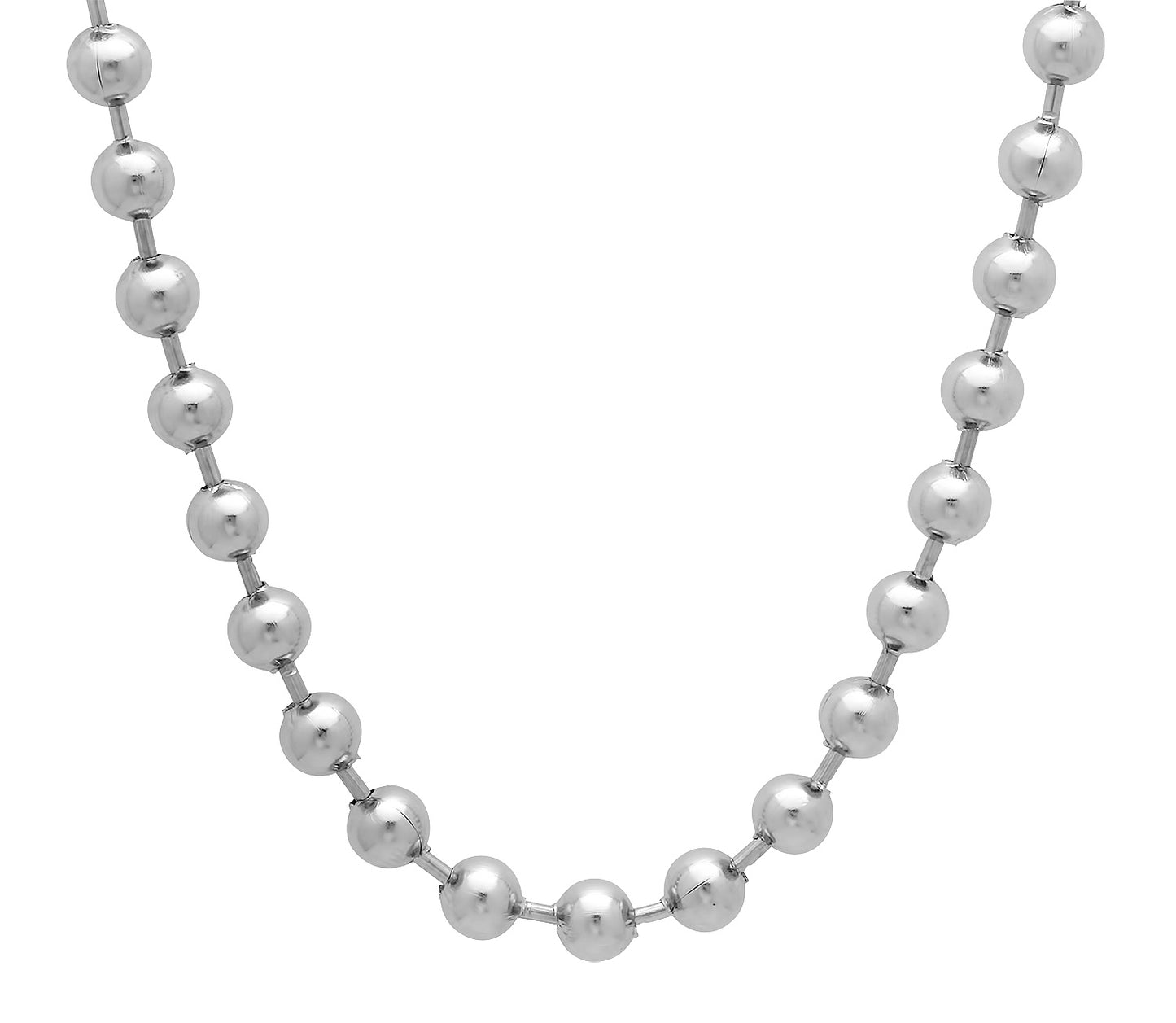 Men's 6mm High-Polished Stainless Steel Ball Military Bead Chain Necklace