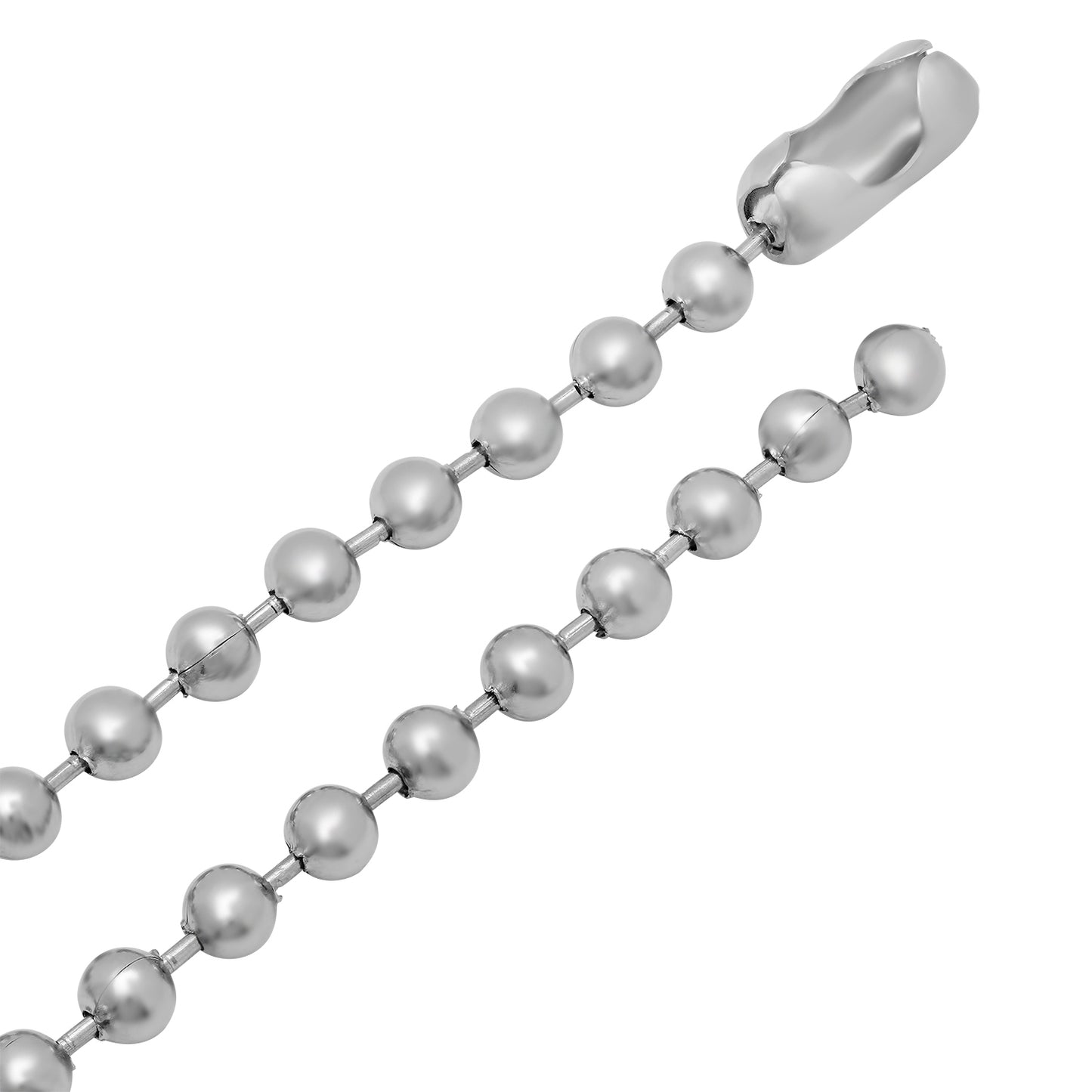 Men's 6mm High-Polished Stainless Steel Ball Military Bead Chain Necklace