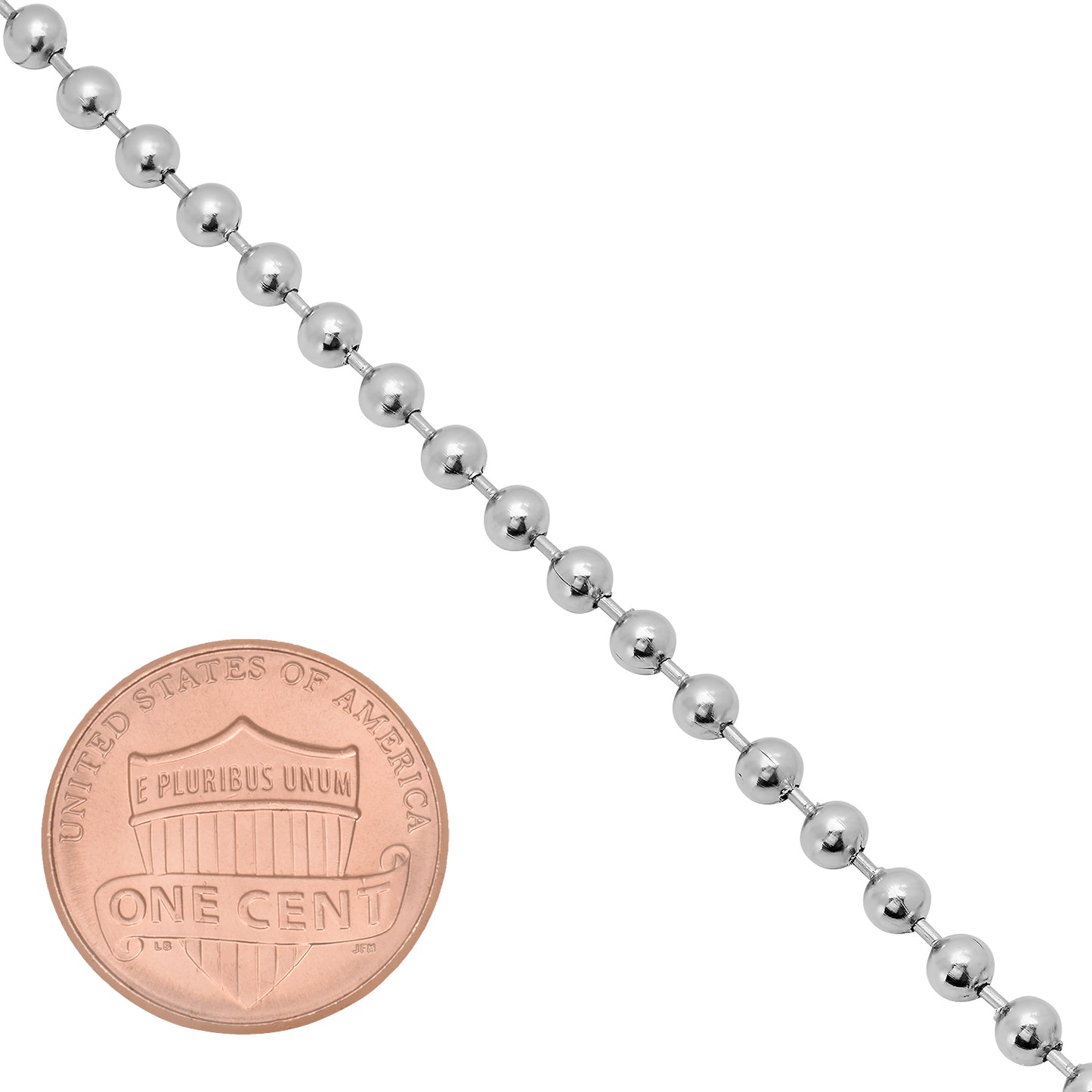 2mm-8mm High-Polished Stainless Steel Military Ball Chain Necklace 16-36" Made in USA