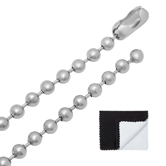 Men's 6mm High-Polished Stainless Steel Ball Military Bead Chain Necklace