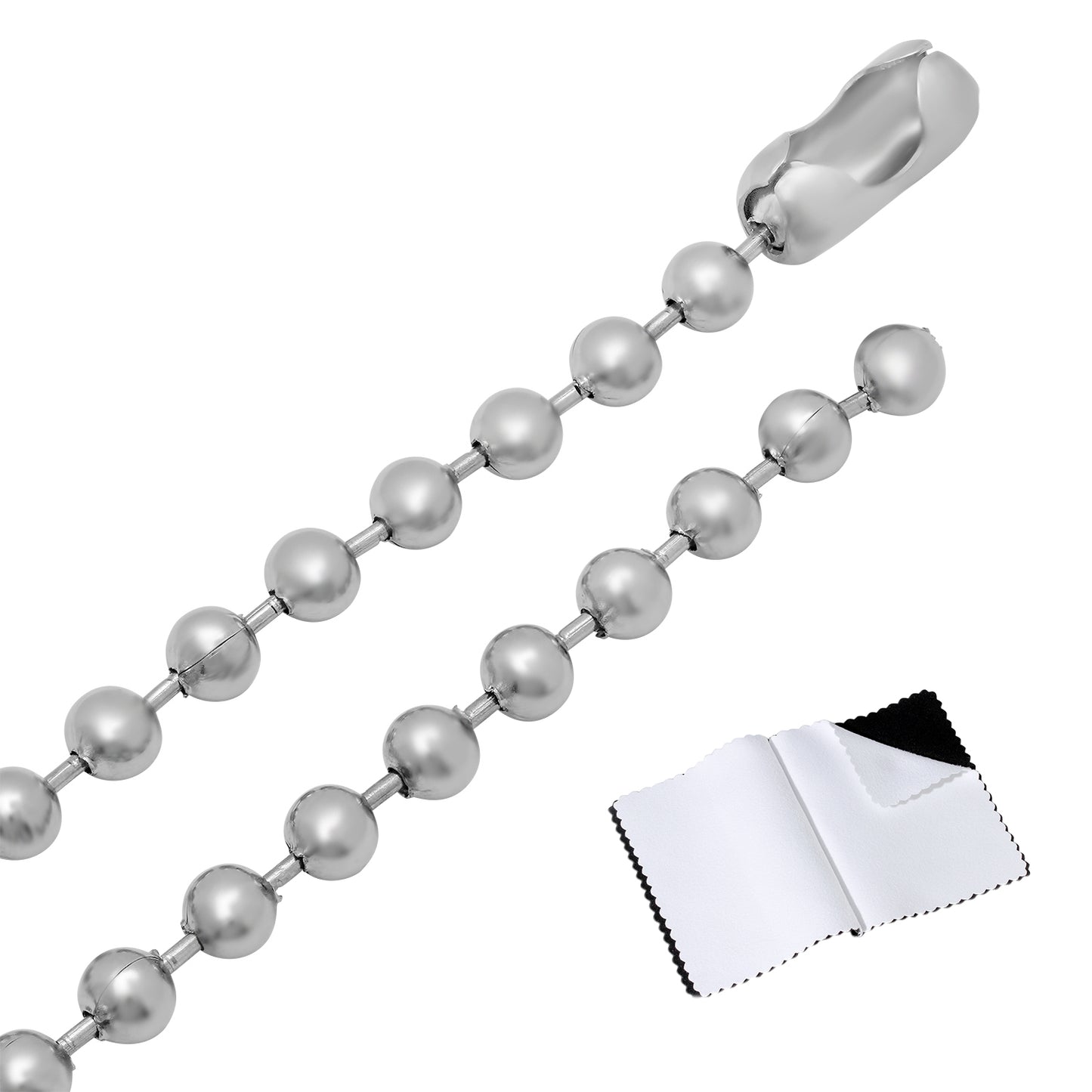 Men's 6mm High-Polished Stainless Steel Ball Military Bead Chain Necklace