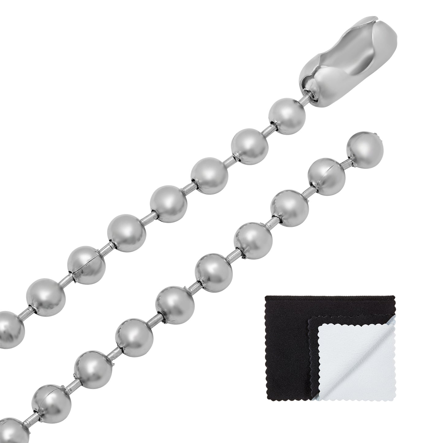 2mm-8mm High-Polished Stainless Steel Military Ball Chain Necklace 16-36" Made in USA