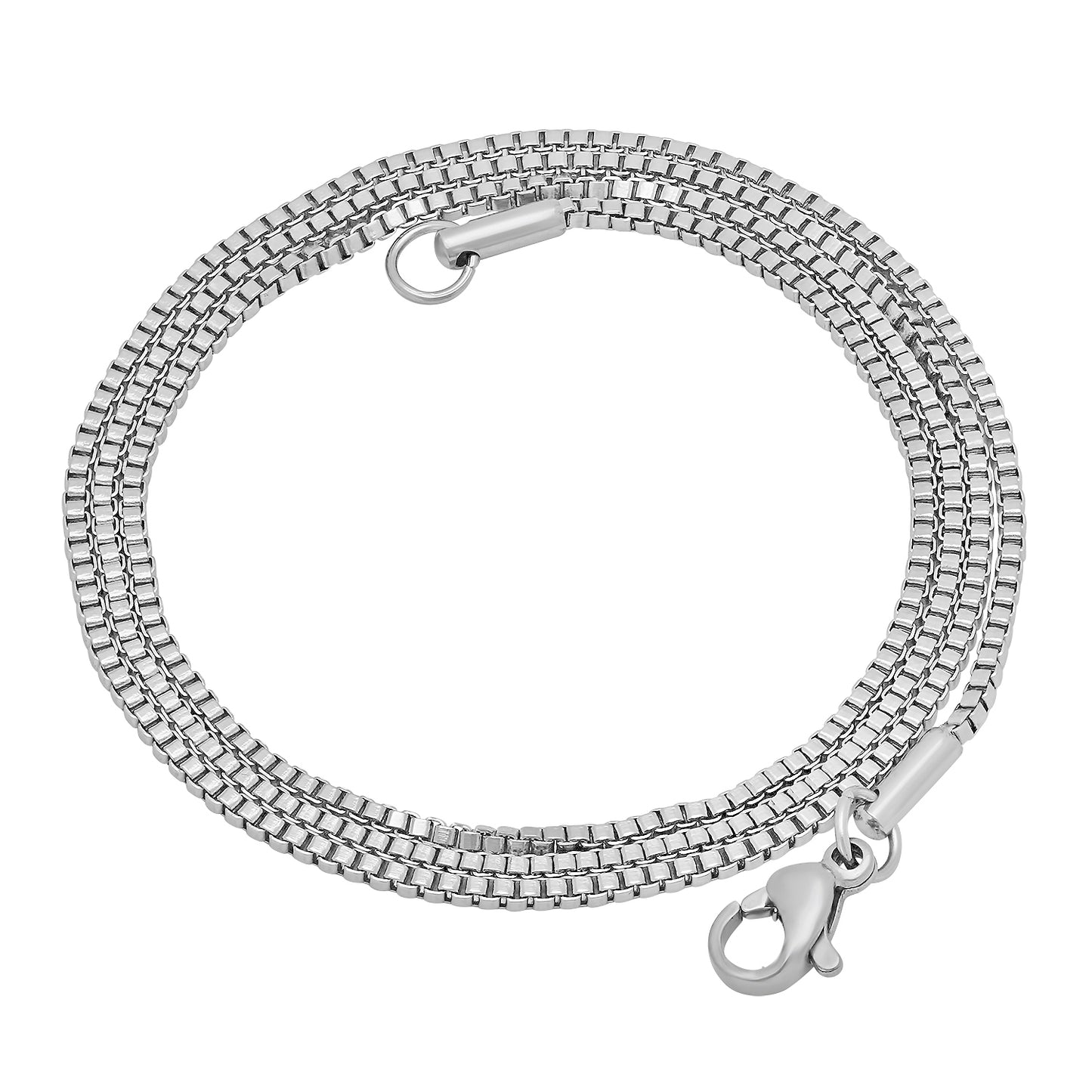 1.5mm High-Polished Stainless Steel Square Box Chain Necklace