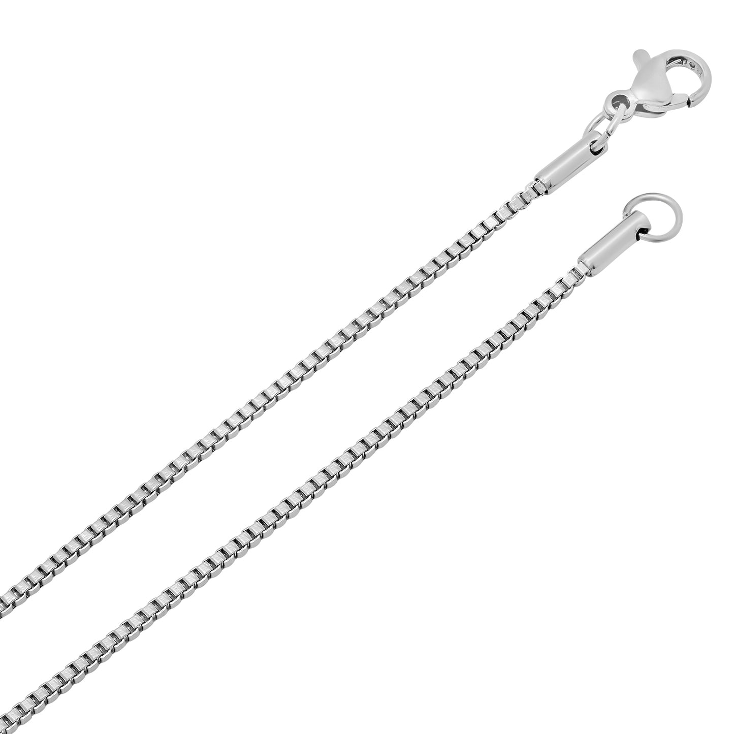 1.5mm High-Polished Stainless Steel Square Box Chain Necklace