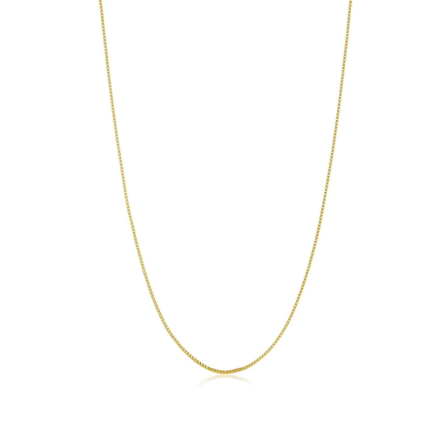 1.6mm 24k Yellow Gold Plated Stainless Steel Square Box Chain Necklace