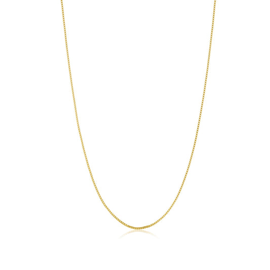 1.6mm 24k Yellow Gold Plated Stainless Steel Square Box Chain Necklace + Gift Box