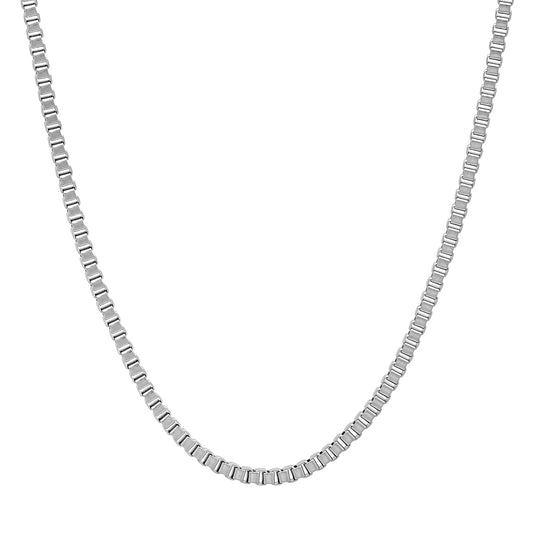 2mm High-Polished Stainless Steel Square Box Chain Necklace