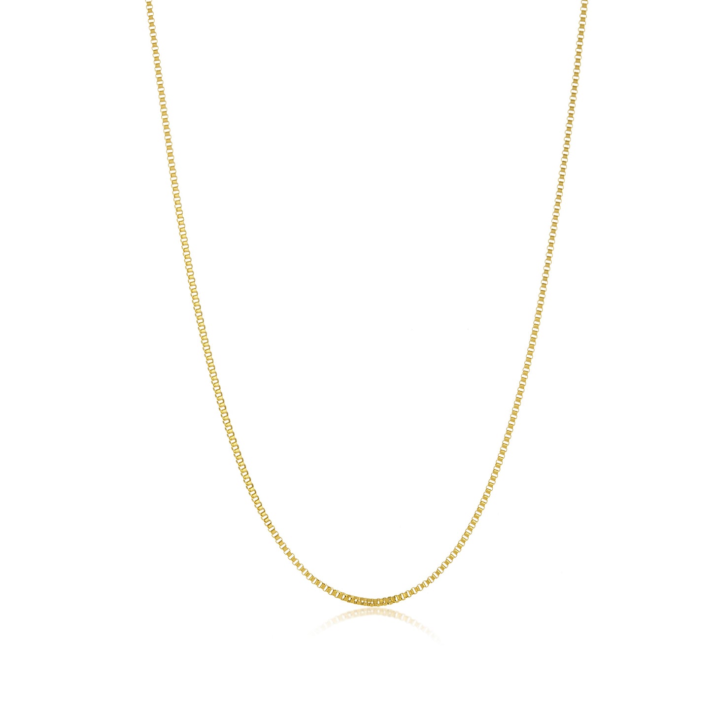 2mm 24k Yellow Gold Plated Stainless Steel Square Box Chain Necklace + Gift Box