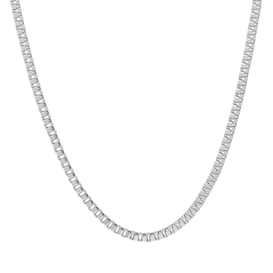 2.5mm High-Polished Stainless Steel Square Box Chain Necklace