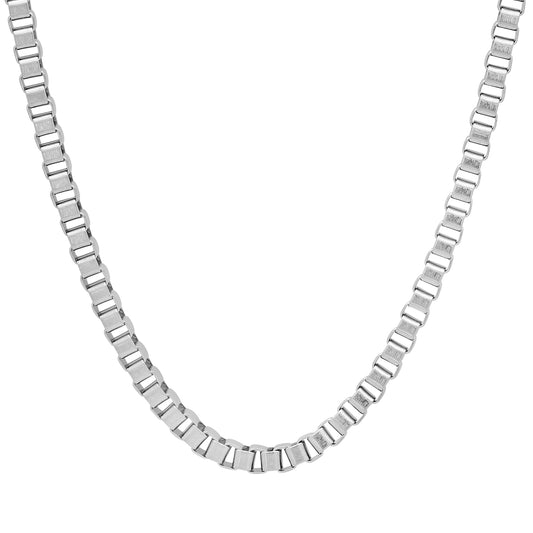 3mm High-Polished Stainless Steel Square Box Chain Necklace