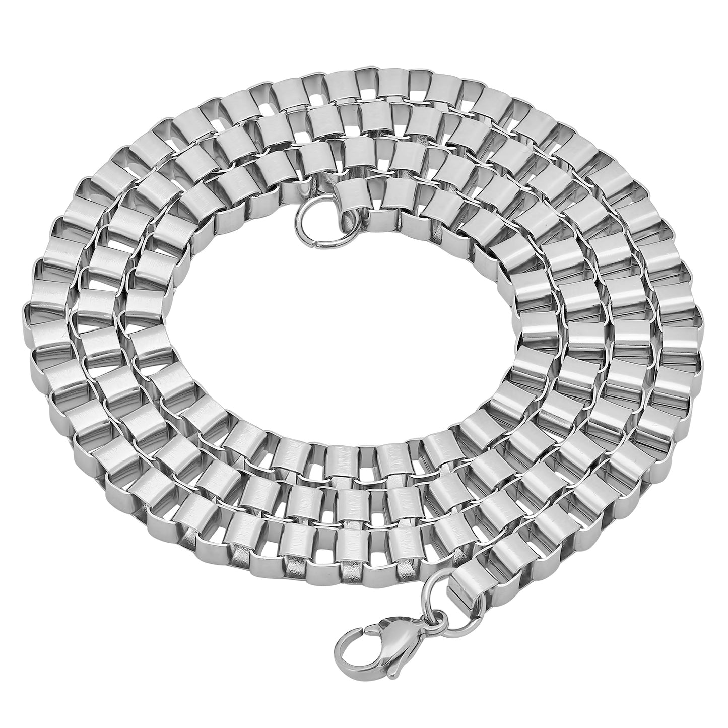 6mm Brushed Stainless Steel Square Box Chain Necklace