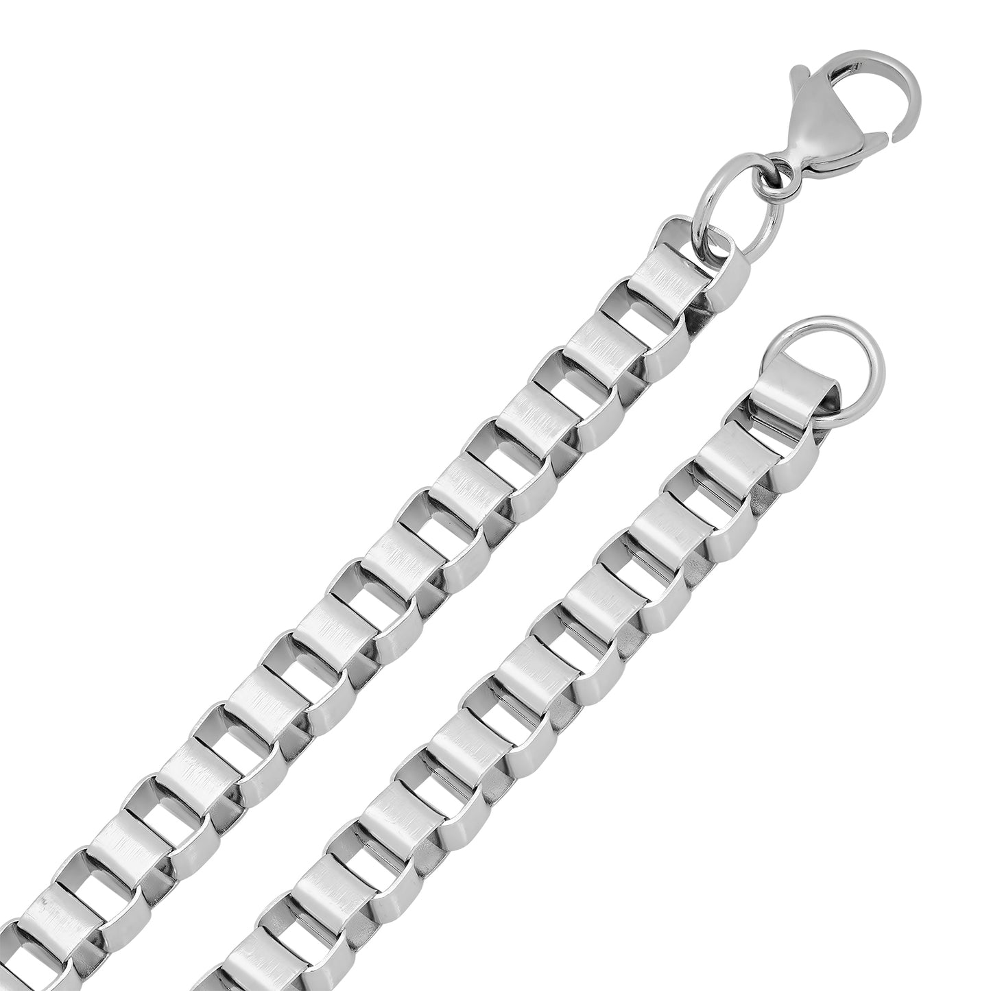 6mm Brushed Stainless Steel Square Box Chain Necklace