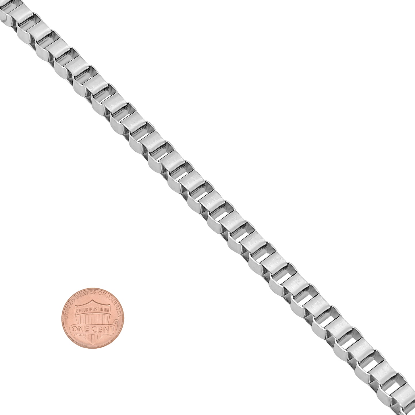 6mm Brushed Stainless Steel Square Box Chain Necklace