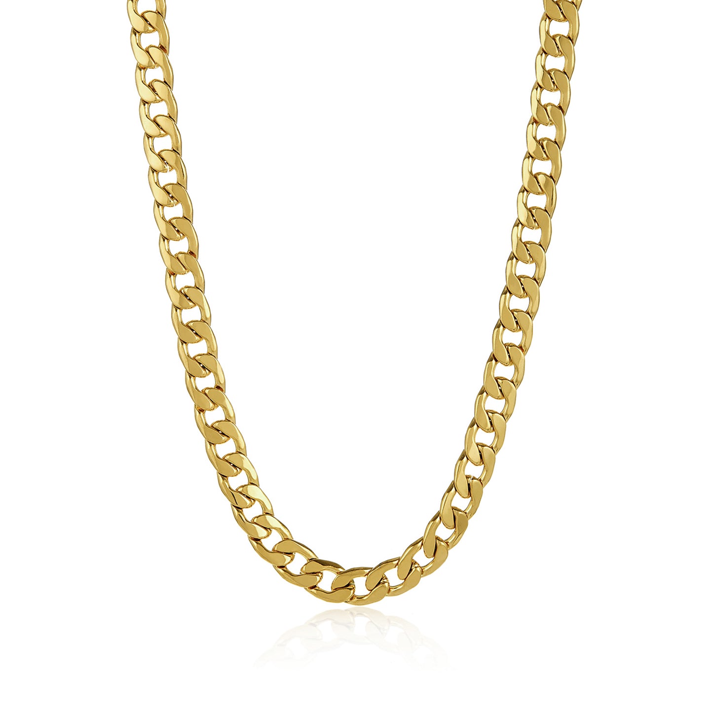 Men's 11.9mm 24k Yellow Gold Plated Stainless Steel Flat Cuban Link Curb Chain Necklace