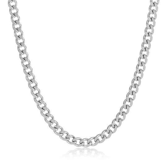 3mm High-Polished Stainless Steel Beveled Curb Chain Necklace