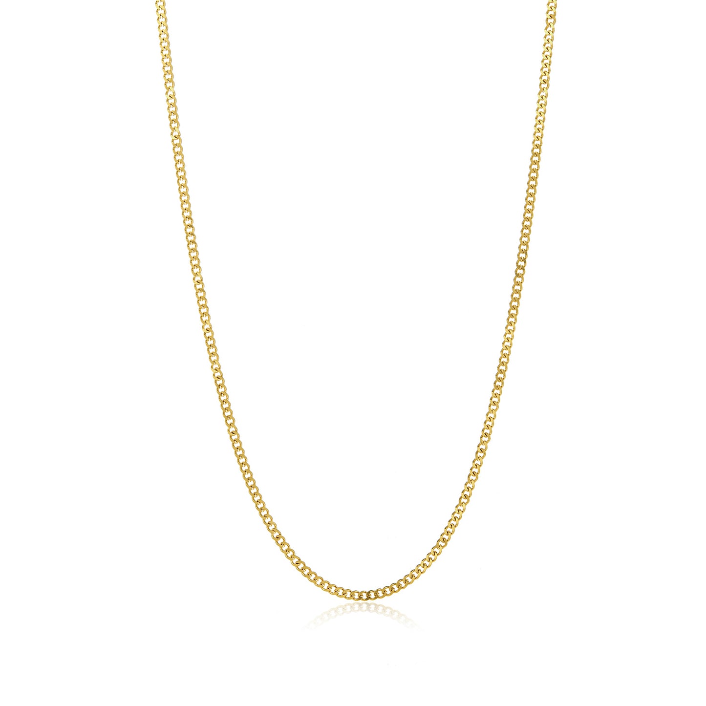 3.1mm 24k Yellow Gold Plated Stainless Steel Flat Cuban Link Curb Chain Necklace