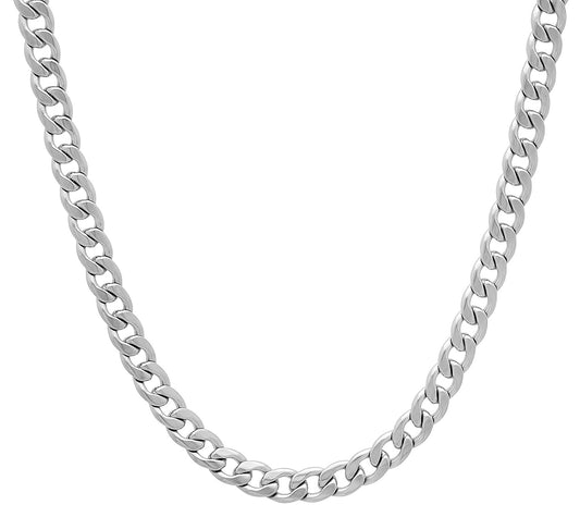 Men's 5.3mm High-Polished Stainless Steel Flat Cuban Link Curb Chain Necklace + Gift Box