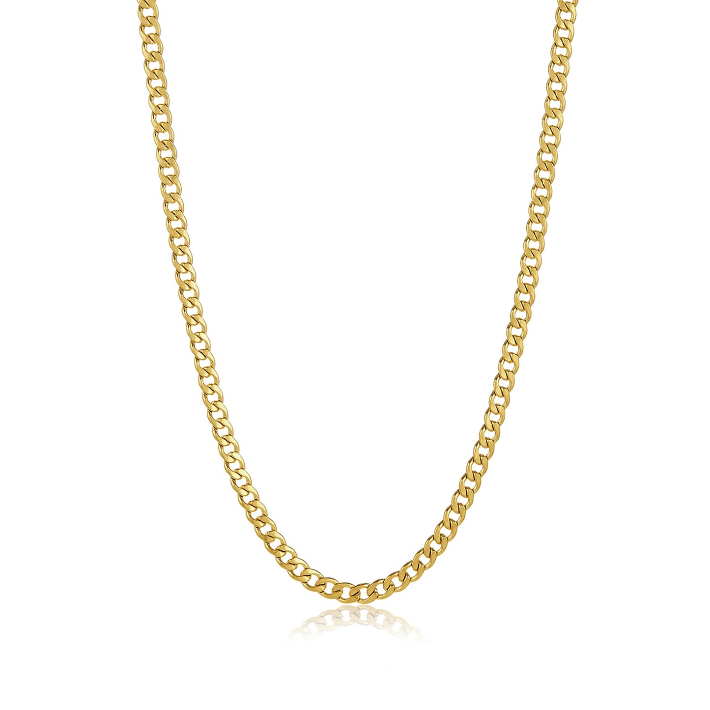 6.2mm 24k Yellow Gold Plated Stainless Steel Flat Cuban Link Curb Chain Necklace