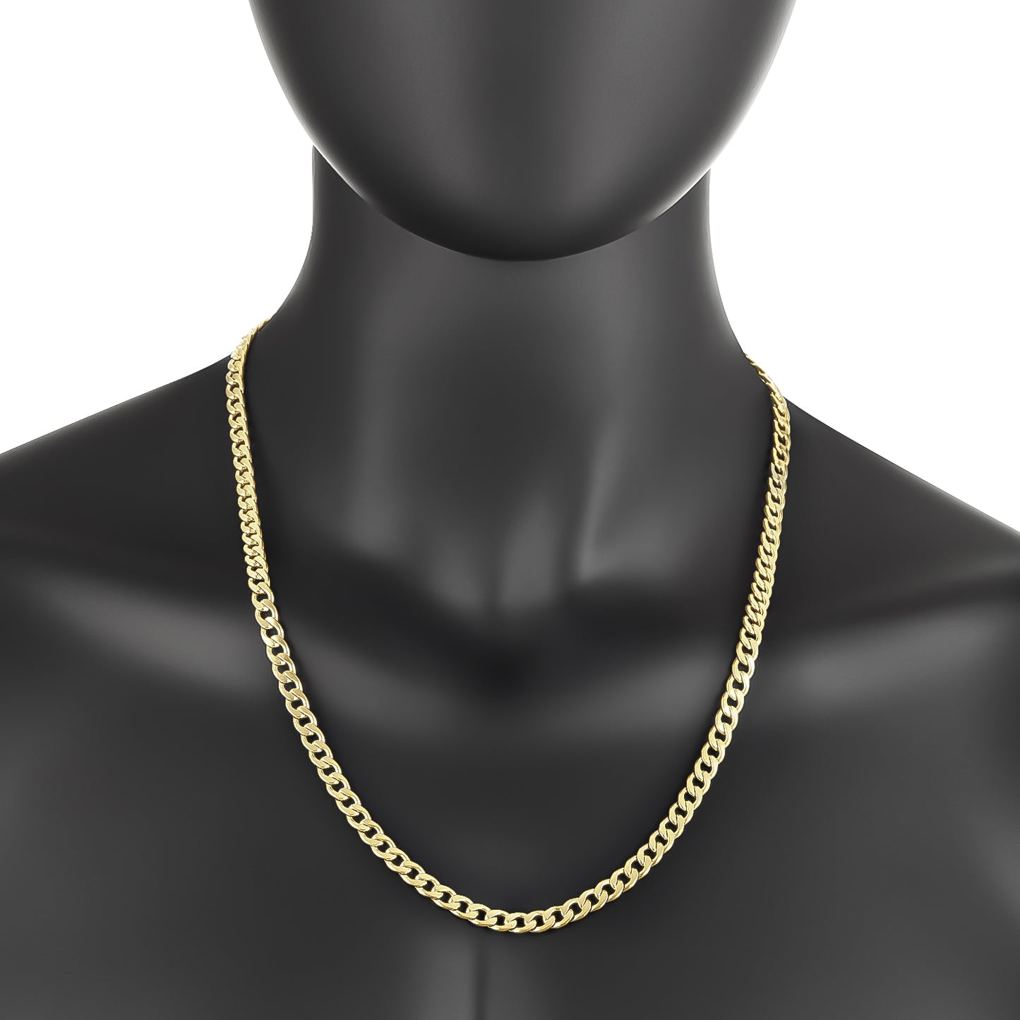 6.2mm 24k Yellow Gold Plated Stainless Steel Flat Cuban Link Curb Chain Necklace